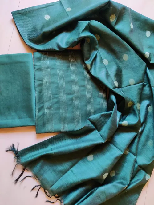 Regal Katan Silk Handwoven Suit Piece – Lustrous Elegance in Every Thread